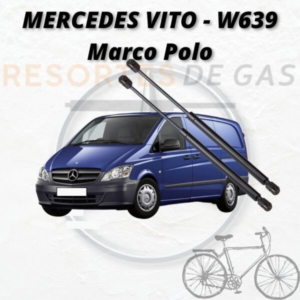 Pistones a gas para portabicis de furgoneta Mercedes Vito W639 Marco Polo